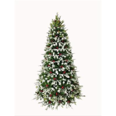 China 2022 High Density Green Christmas Tree High Quality Chirstmas Decor Christmas Tree With White Pine Cones Crabapples For Christmas Decoration for sale