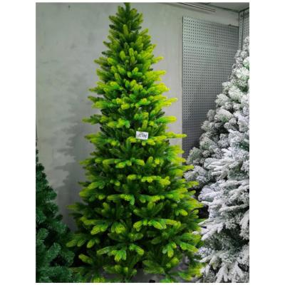 China Chirstmas Decor Pre-lit Flash No Fluff Artificial Green Hung Christmas Tree Flocking Christmas Tree With Metal Stand for sale