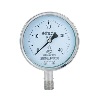 China Gasoline Ready To Ship Highly Accurate Stainless Steel Pressure Gauge Low Pressure Meter For Less Than 100Kpa Low Pressure for sale