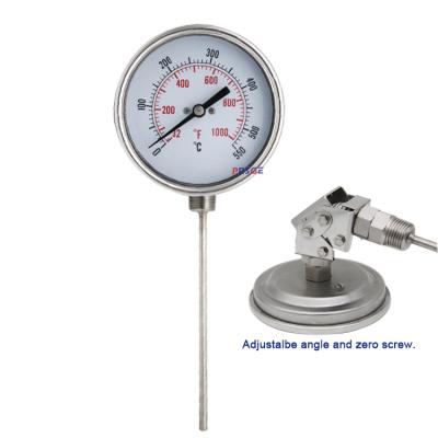 China SUPER SEP Designs of Adjustable Angel and Zero Screw New 4' Bimetal Stainless Steel and Industrial Bimetal Thermometer with Adjustable Angle for sale