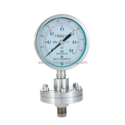 China Extended Sanitary Diaphragm All Stainless Steel Case Diaphragm Seal Pressure Gauge Oil Filled Gauge for sale