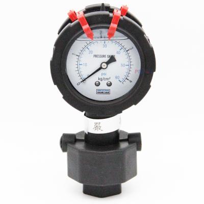 China High Quality Plastic Trustworthy Supplier Built-in Side Diaphragm Pressure Gauge Dual (PP Case Type) for sale