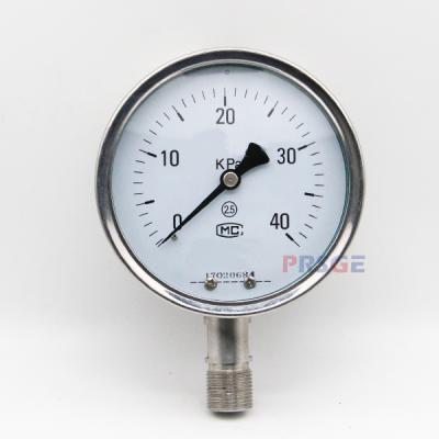 China Reliable Supplier Stainless Steel Air Gauges Analog Pressure Gauge 100mm For Low Pressure All Stainless Steel for sale