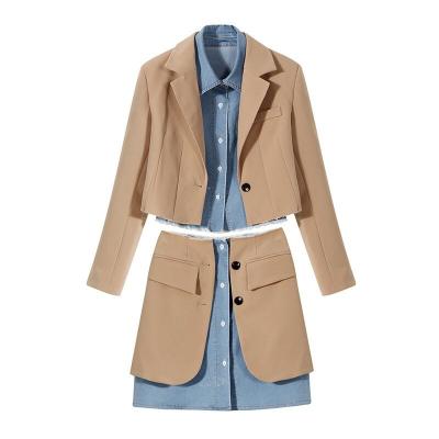 China 2021 Newest Fall Fashion Breathable Newcomers Contrast Panel Fashion Casual Skirt Suits Two Piece Sets for sale