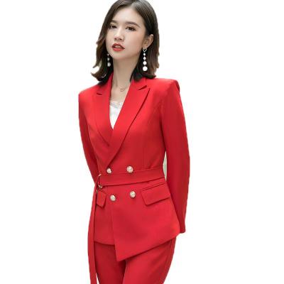 China LEXIN High Quality Fabric Women's Anti-pilling Professional Pants Suits New Lady Blazer Jacket Coat Slim Red Casual Pants Two Piece for sale