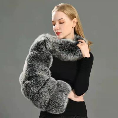 China LEXIN Real Breathable Women Raccoon Fur Silver Fox Red Fox Sleeve Ladies Fashion One Sleeve Natural for sale