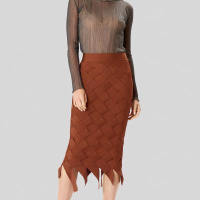 China LEXIN Spring Femal Pencil Skirt Autumn New Fashion Brown Mid Knee Length High Quality Breathable Vintage Bandage Skitr Elegant Pencil Skirt Vestios for sale