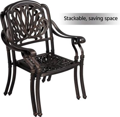 China Garden 3-Piece Outdoor Dining Set, All-Weather Cast Aluminum Patio Bistro Set with Umbrella Hole for Balcony for sale