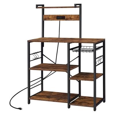 China Stainless steel Kitchen Cart Wholesale High Quality 3 Tiers Baker's Rack with Shelves Microwave Stand with Wire Basket for sale