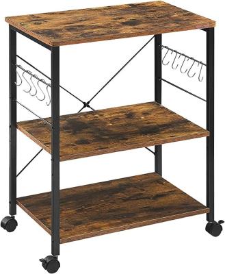 China Sustainable Microwave Shelf for Mini Oven Toaster Serving Trolley with 3 Shelves Kitchen Shelf on Wheels for sale