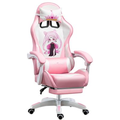 China ANJI YOUSHI Adjustable Pink (Height) Children Family Cartoon Study Cute Computer Game Chair for sale