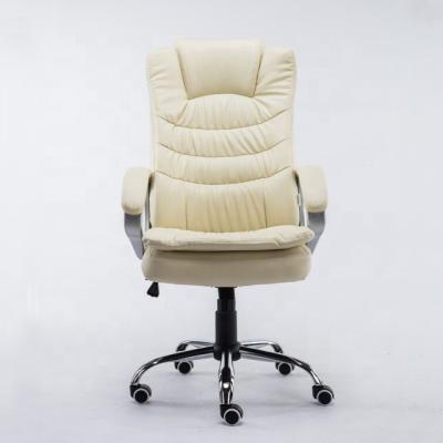 China New Trend Product Modern Fade Resistant White Elegant Movable Furniture Leather Office Chair for sale