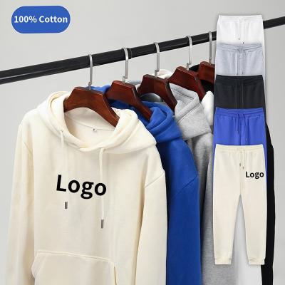 China Factory Wholesale Breathable Sweat Suits 330 Gsm Hoodie Hooded Pure Cotton Jogging Suits Loose Fit Fleece Unisex Sweatsuits for sale