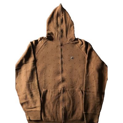 China New Design Anti-Wrinkle Full Brown Zipper Up Full Face Hoodie Big Pocket Streetwear Casual Zipper Hoodie Custom Hooded Full Face Zipup Hoodie for sale