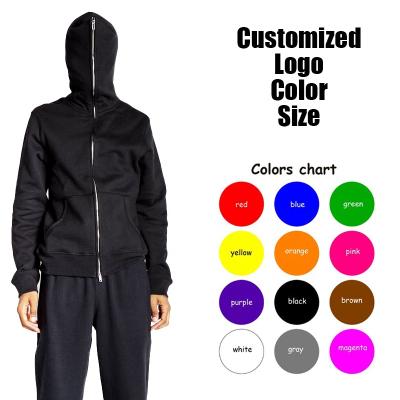 China Custom 100% Heavyweight Cotton Unisex Black Oversized Fleece Anti-pilling Men's Pullover Zipper Full Zip Up Blank Full Face Zipper Hoodie for sale