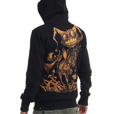 China Anti-Wrinkle Customized Logo Casual Screen Printed Hoodie 80% Cotton 20% Polyester Zipper Zip Up Face Hoodie Black Custom Zip Up Hoodie for sale