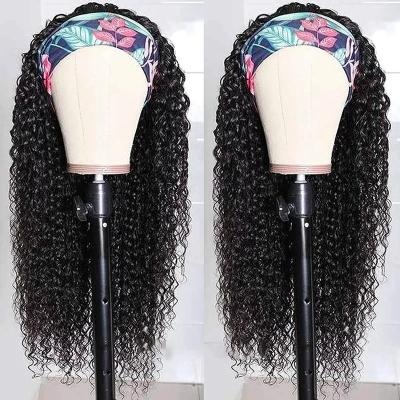 China Wholesale 20 Inch Body Wave Half Body Wave Women Colored Cheap Brazillian Black Real Hair Wigs With Headband Curly Ice Silk Clipin for sale