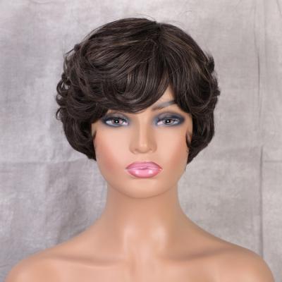 China Hot Selling Aisi Short Curly Hair Fiber Pixie Cut Wigs For Black Heat Resistant Women Short Pixie Synthetic Wig Cosplay Curly Wigs for sale