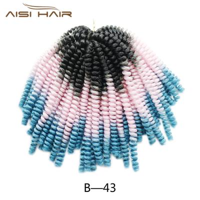 China Afro Wave Aisi Hair Spring Twist Hair Ombre Fluffy Extensions 8 Inch Synthetic Braiding Hair Crochet Braids For Black Women for sale