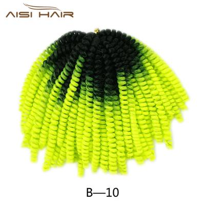 China 8 inch Afro Wave Aisi Hair Crochet Braids Ombre Spring Twist Hair Synthetic Hair Extensions Braids Kinky Curly Twists Braids For Women for sale