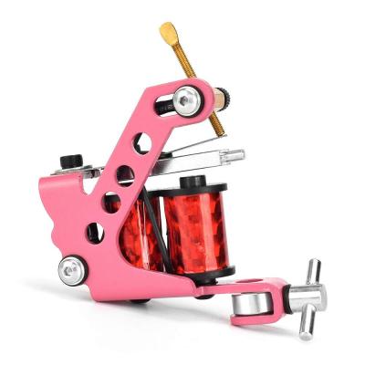 China Constant 10 Wraps Coil Tattoo Machine Pink L Shape Liner Tattoo Gun Body Art Machine Tattoo Supply For Beginner Practice for sale