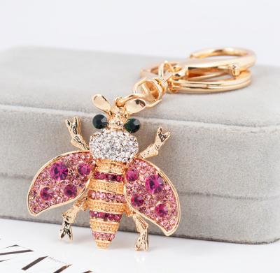 China Wholesale Gift in Exquisite Stocks and Cute Custom Bee Rhinestone Fashion Bag Charms Women Key Chain Cute Metal Accessory for sale