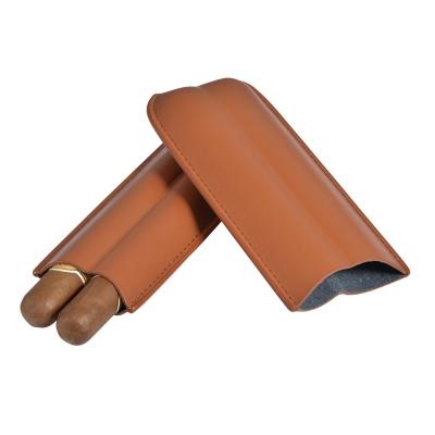 China Other Low Price Good Quality Leather Cigar Case Cigar Sleeve 2 Finger Cigar Case for sale