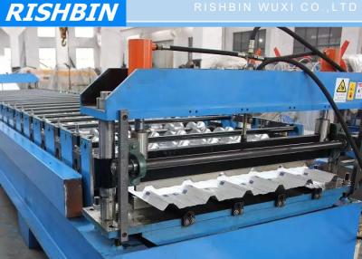 China Metal Deck Roll Forming Machine with Hydraulic Cutting , 0.7mm - 2.0mm for sale