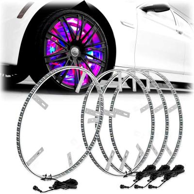 China 4pc AUTO CAR automobile wheel tire led decorative waterproof auto led light RGB car chasing wheel lights for sale