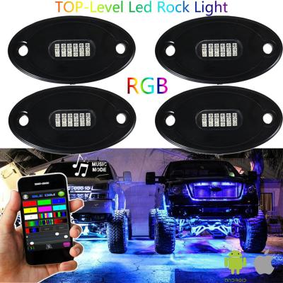 China Hot Sales RGBW 12V LED Light APP Waterproof LED Rock Light For Truck Cars ATV 9.5*5*0.9mm for sale