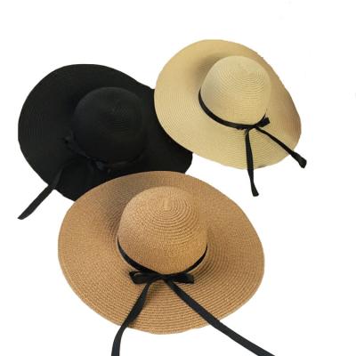 China Breathable Ladies Beach Sun Straw Travel Big Brim Hat Spring Summer Floppy Hats Women Beach Straw Hats Women for sale