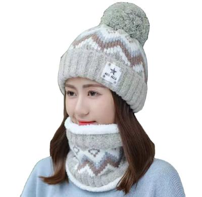 China Women Autumn Winter Hats Scarf Set Winter Hat Plush Waterproof Neck For Cold Proof Heat Windproof And Hearing Protection Warm Hat for sale