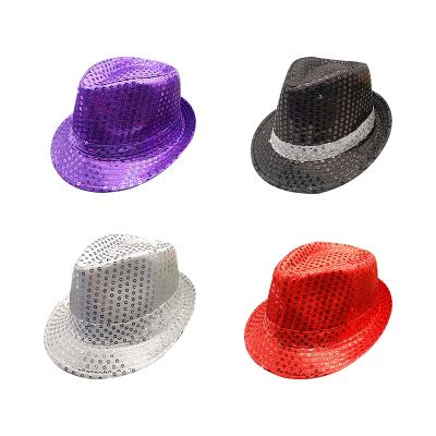 China 2021 Wholesale Reusable Snap Sequin Performance Dance Hats, Wide Brim Men And Halloween Party Hats for sale