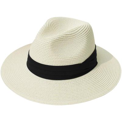 China Fashion\Comfortable Wide Breathable Hats\Durable 20 Brim Color Summer Women And Men Panama Beach Hat Straw Sunscreen Hat Felt Hat for sale