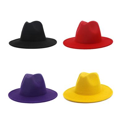 China Plush Mens Womens Wholesale 2021 New Designer Wool Fedora Two Tone Hats Large Wide Brim Fedora Hats for sale