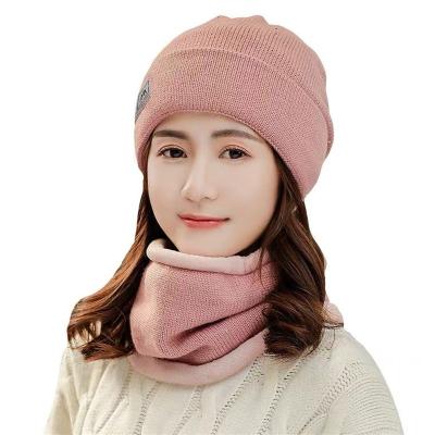 China COMMON women's hats 2021 warm outdoor plush hats women thickening and cold proof soft winter knitting hats and scarf for sale