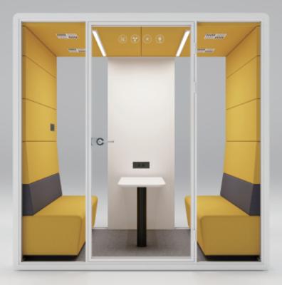 China Luxurious L Size Interior Upholstered Pod Series Modular Soundproof Assembling Movable Booth for sale