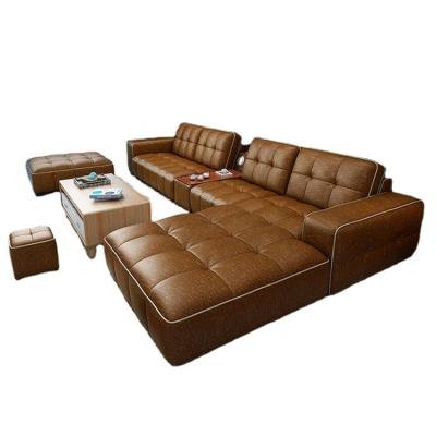 China FEIFAN Multifunctional Adjustable L-Shaped Modular Corner Modern Faux Leather (Other) Sectional Sofa With USB Filling And Speaker for sale