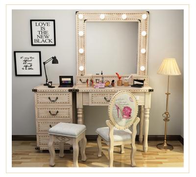 China Convertible Dressing Table With Lighted Makeup Mirror Station Studio Bedroom Furniture for sale