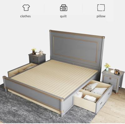 China Convertible Mechanism Storage Beds Hardwood With Wooden Box Designs for sale