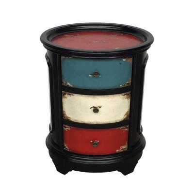 China Convertible Nightstand Round Bedside Table Iron Flower Inlaid Decoration Nordic Style for sale