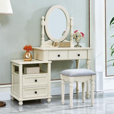 China Luxury Convertible Nightstand Bedside Cabinet with French Style Modern White for sale