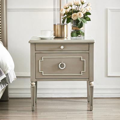 China Nightstand Convertible Wood Side Table With Two Drawers Modern Design for sale