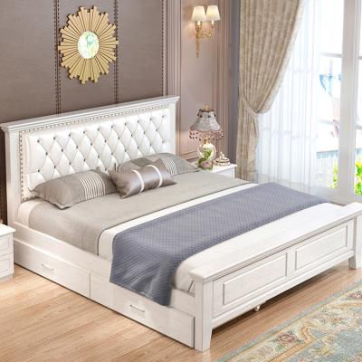 China Simple Convertible Bedroom Furniture Modern Solid Wood Double King Size Bed for sale