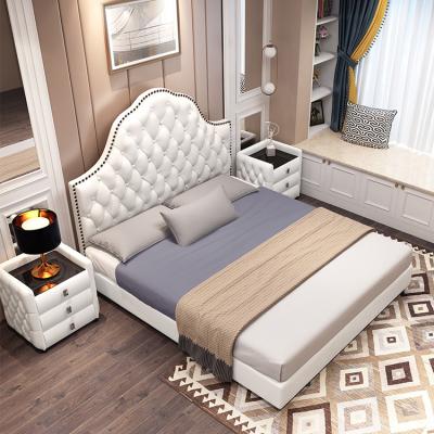 China Convertible Sleigh Beds Design Bed European Style Furniture Wooden Double Bed for sale