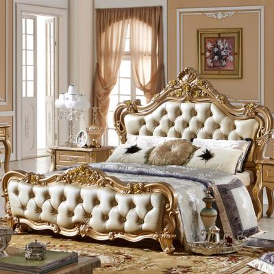 China French Style Retro Design Convertible Luxury Palace Genuine Leather Antique Beds for sale