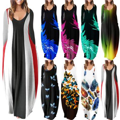 China 2022 New Women Breathable Loose Long Dress Large Size Printing Long Dress OEM for sale