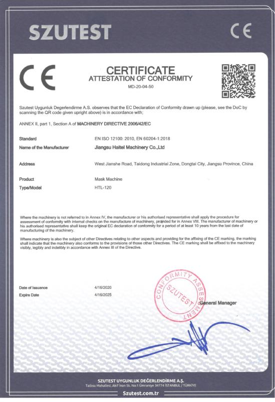 CE - Jiangsu Haitel Machinery Co., Ltd.