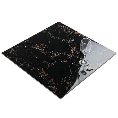 China Glazed Metallic Tiles Goodone 60*60 Polished Porcelain Fancy Tile Glazed Vitrified Black And Gold High Gloss Floor Tile for sale