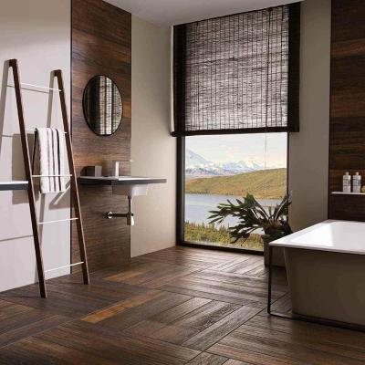 China Goodone 150X900 Metallic Dark Interior Home Ceramic Floor Tiles Rustic Wooden Glazed Tiles for sale